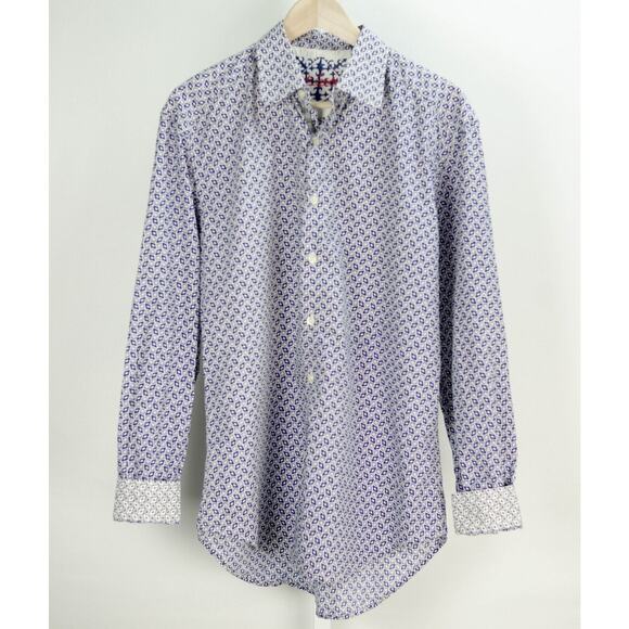 ROBERT GRAHAM LS SHIRT COTTON EMBROIDERY & CONTRASTING FLIP CUFFS M - Picture 2 of 9